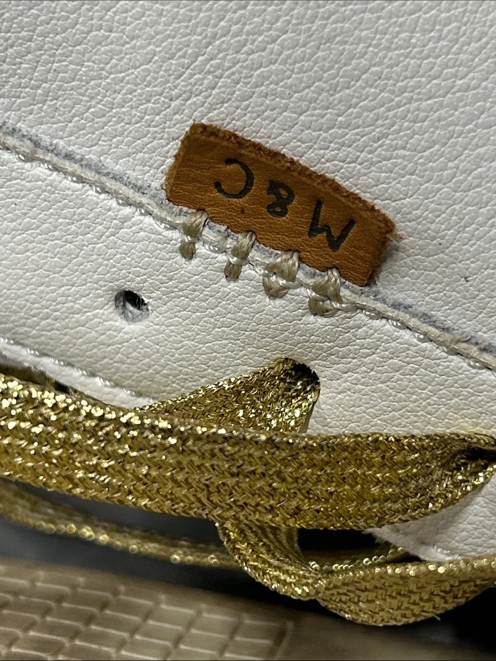 Musse & Cloud White Leather Sneakers with Gold Laces
